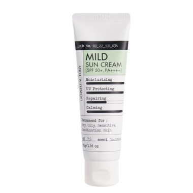 Derma Factory Мягкий солнцезащитный крем Mild sun cream SPF 50+ PA++++ 50 мл — Makeup market