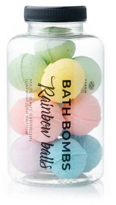 Fabrik cosmetology Шарики бурлящие маленькие для ванн Rainbow balls 230 гр банка — Makeup market