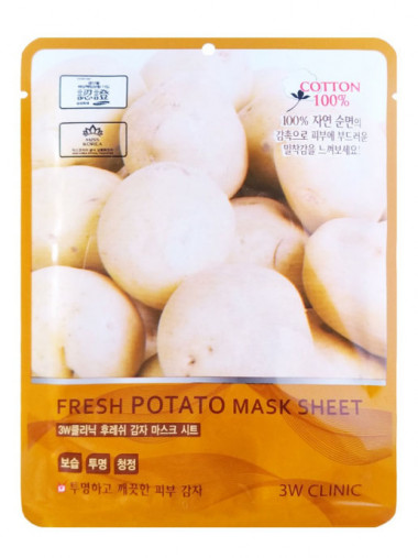 3W Clinic Маска тканевая для лица картофель Fresh potato mask sheet 23 мл — Makeup market