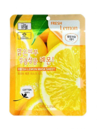 3W Clinic Маска тканевая для лица лимон Fresh lemon mask sheet 23 мл — Makeup market