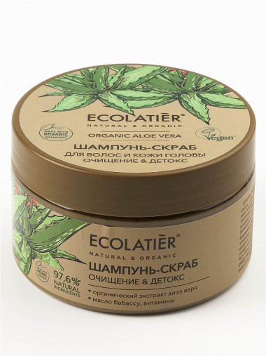 Ecolab Ecolatier Organic Farm GREEN &quot;ALOE VERA&quot; Шампунь-скраб для волос и кожи головы Очищение+Детокс 250 мл — Makeup market