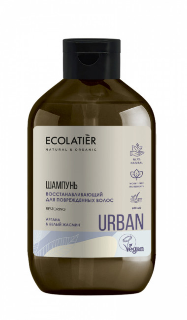 Ecolab Ecolatier Urban Шампунь для поврежденных волос Восстановление и Аргана&amp;Белый жасмин 600 мл — Makeup market