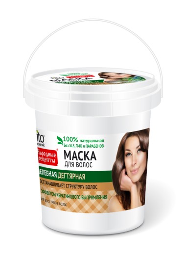 Фитокосметик Народные рецепты Маска для волос Целебная Дегтярная 155 мл — Makeup market