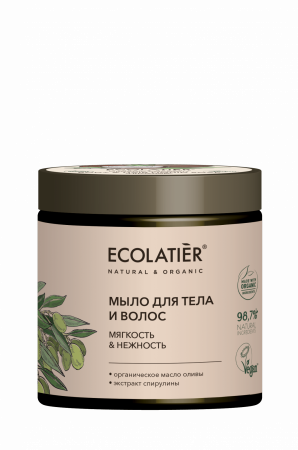 Ecolab Ecolatier Organic Farm GREEN &quot;OLIVE Oil&quot; Мыло для тела и волос Мягкость+Нежность 350  мл — Makeup market
