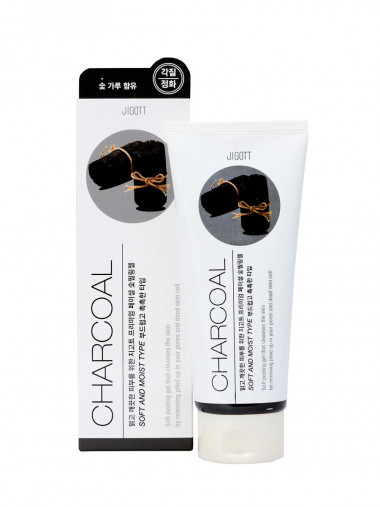 Jigott Гель-пилинг с древесным углем Premium facial charcoal peeling gel 180 мл — Makeup market