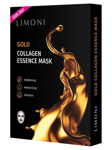 Limoni Набор 6 шт 23 гр Маски тканевые для лица восстанавливающие с Коллоидным Золотом и Коллагеном — Makeup market