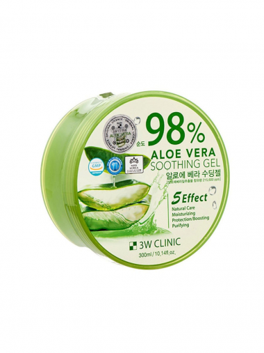 3W Clinic Гель универсальный c алоэ Aloe vera soothing gel 98% 300 г — Makeup market