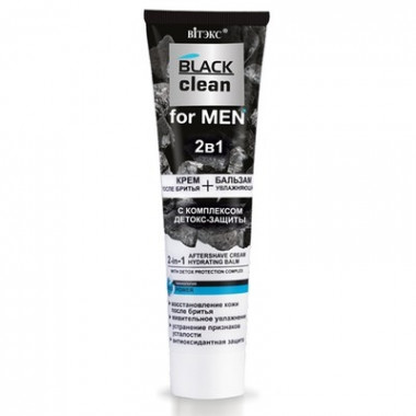 Витекс Black Clean For Men 2в1 Крем после бритья Увлажняющий Бальзам с комплексом детокс-защиты 100 мл — Makeup market