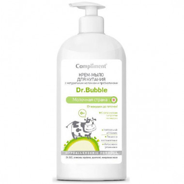 Compliment Dr.Babble Крем-мыло для купания с натуральным молочком и пребиотиками Молочная страна 0+ 400 мл — Makeup market