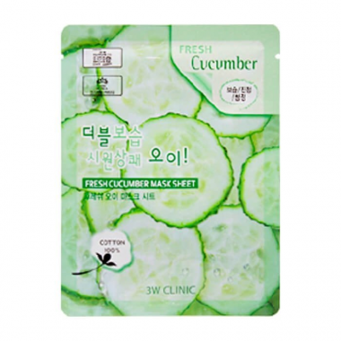 3W Clinic Маска тканевая для лица огурец Fresh cucumber mask sheet 23 мл — Makeup market