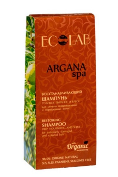 Ecolab ARGANA SPA Восстанавливающий шампунь для волос &quot;Глубокое питание и Блеск&quot; для сильно поврежденных и окрашенных волос — Makeup market