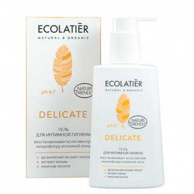 Ecolab Ecolatier Inspirat Гель для интимной гигиены Delicate с органическим экстрактом Лотоса 250 мл с дозатором — Makeup market