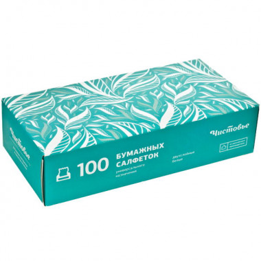 Чистовье Салфетки бумажные двухслойные вытяжные 100 шт в упаковке — Makeup market