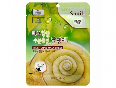 3W Clinic Маска тканевая для лица муцин улитки Fresh snail mucus mask sheet 23 мл — Makeup market