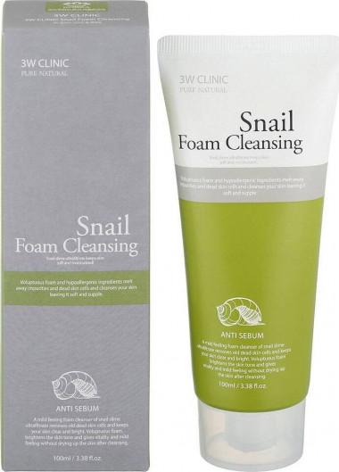 3W Clinic Очищающая пенка для лица с фильтратом улиточного муцина Snail Foam Cleansing 100 мл — Makeup market