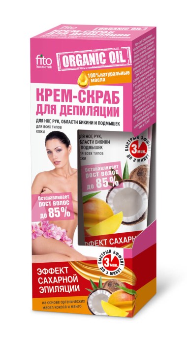 Фитокосметик Organic Oil Крем-Скраб для депиляции рук ног бикини подмышек 100 мл — Makeup market