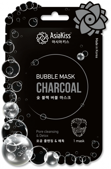AsiaKiss Маска пузырьковая черная с экстрактом древесного угля Charcoal bubble mask 20 г — Makeup market
