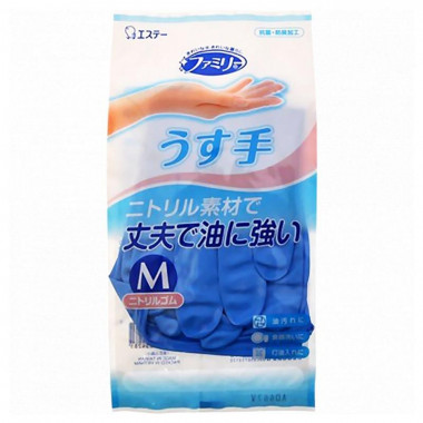 Family Резиновые перчатки тонкие без внутреннего покрытия синие размер M 1 пара — Makeup market