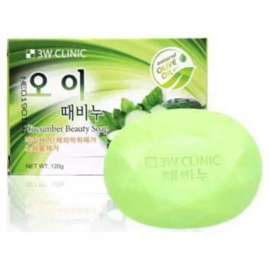 3W Clinic Мыло кусковое с экстрактом огурца Cucumber beauty soap 120 г — Makeup market