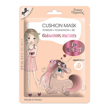 Funny Organix Glamorous Unicorn Маска-кушон тканевая бархатистый Эффект ВВ-пудры 16 гр — Makeup market