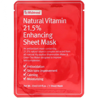 By Wishtrend Маска тканевая витаминная Natural vitamin 21,5% enchancing sheet mask 23 мл — Makeup market