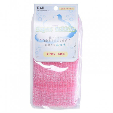 Kai Мочалка для тела с объемным плетением средней жесткости 30*100 см Цвет Нежно-розовый 1 шт — Makeup market