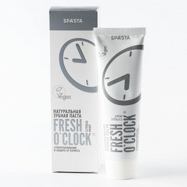 Spasta Паста зубная натуральная Fresh O'clock суперотбеливание и защита от кариеса 90 мл — Makeup market