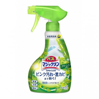 KAO Спрей-пенка чистящий для ванной комнаты с ароматом трав Bath magiclean green herb 380 мл — Makeup market