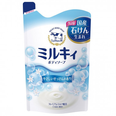 Cow Молочное жидкое мыло для тела Milky Body Soap сладкий аромат мыла мягкая упаковка 400 ml — Makeup market