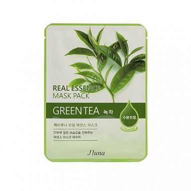 Juno Маска тканевая с зеленым чаем Real essence mask pack green tea 25 мл — Makeup market