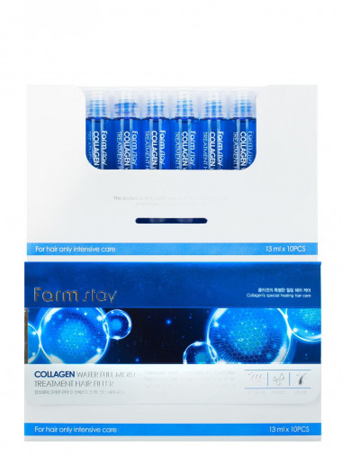 FarmStay Филлер для волос с коллагеном Collagen water full moist treatment hair filler 10 шт 13 мл — Makeup market