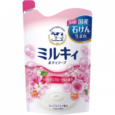 Cow Молочное жидкое мыло для тела Milky Body Soap тонкий цветочный аромат мягкая упаковка 400 ml — Makeup market