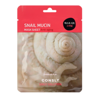 Consly Маска тканевая для лица с муцином улитки daily solution snail mucin mask sheet 25 мл — Makeup market