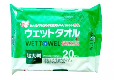Showa Siko Большие влажные салфетки для рук и тела с экстрактом листьев персика 20 шт 300мм — Makeup market