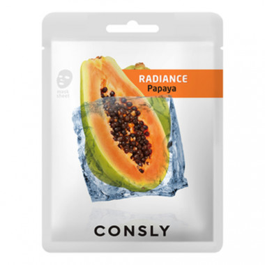 Consly Маска тканевая выравнивающая тон кожи с экстрактом папайи Papaya radiance mask pack 20 мл — Makeup market