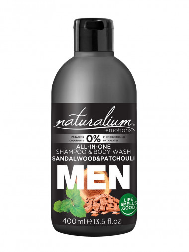 Naturalium для мужчин Гель для душа шампунь для волос Сандаловое дерево и Пачули 400 мл — Makeup market