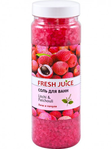 Эльфа Fresh Juice Соль для ванн Личи и Пачули Litchi &amp; Patchouli 700 г — Makeup market