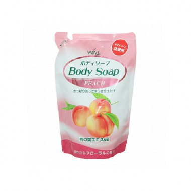 Nihon Sekken Wins Крем-мыло для тела Wins Body Soup peach с экстрактом листьев персика и богатым ароматом мягкая упаковка 400 ml — Makeup market