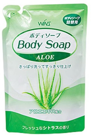 Nihon Sekken Wins Body Soup aloe Крем-мыло для тела с экстрактом алоэ и богатым ароматом мягкая упаковка 400 ml — Makeup market