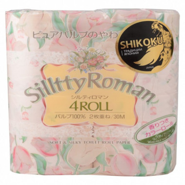Shikoku Silltty Бумага туалетная парфюмированная 4 рулона тюльпан 2-х слойная — Makeup market