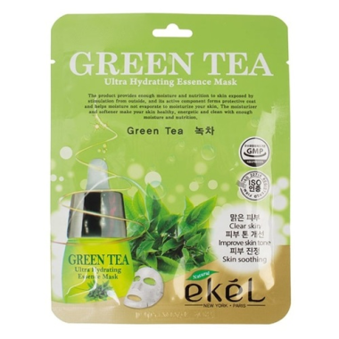 Ekel Маска для лица тканевая с зеленым чаем Essence mask green tea 25 г — Makeup market