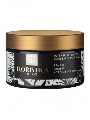 Floristica Маска восстанавливающая укрепляющая волосы Detox Чайное дерево Можжевельник Уголь 250 мл банка — Makeup market