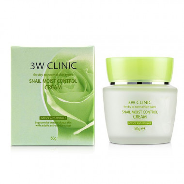 3W Clinic Крем увлажняющий c улиточным муцином Snail moist control cream 50 г — Makeup market