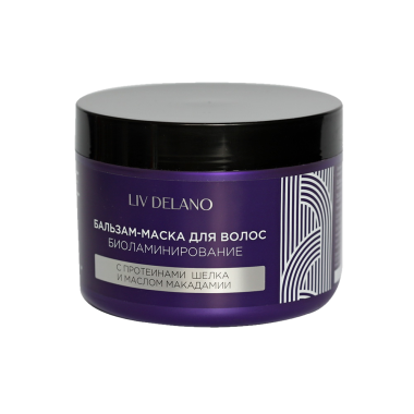 Liv Delano Love my Hair Бальзам-маска для волос Биоламинирование с протеинами шёлка и маслом макадамии 500 мл — Makeup market