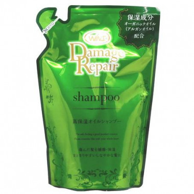 Nihon Sekken Wins Увлажняющий шампунь по уходу за повреждёнными волосами с маслом Арганы мягкая упаковка 370 мл — Makeup market
