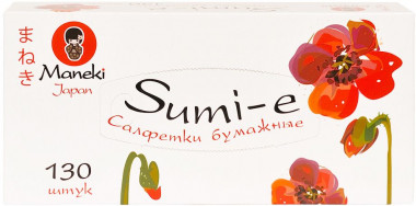 Maneki Салфетки бумажные серия Sumi-e 2 слоя белые 130 шт — Makeup market