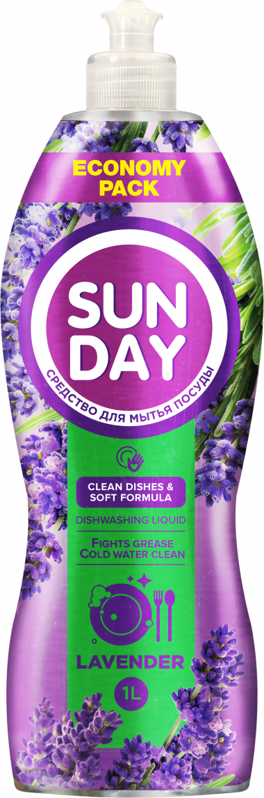 Сонца Sunday Средство для мытья посуды парфюмированное Лаванда 1000 мл — Makeup market