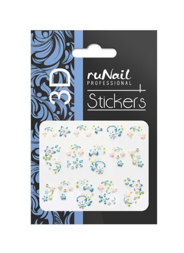 RuNail Наклейки для дизайна ногтей 3D цветы — Makeup market