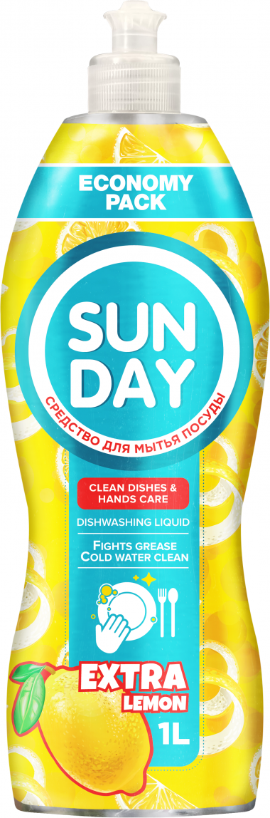 Сонца Sunday Средство для мытья посуды парфюмированное Экстра лимон 1000 мл — Makeup market