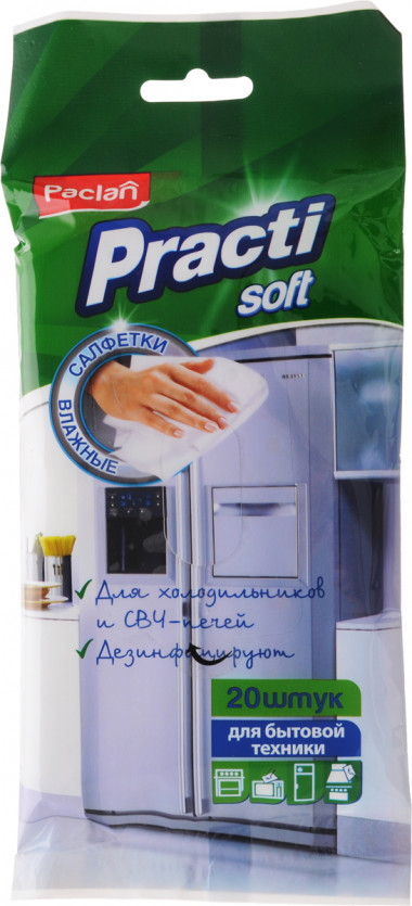 Paclan Влажные салфетки для холодильников и СВЧ 20 шт SSS — Makeup market